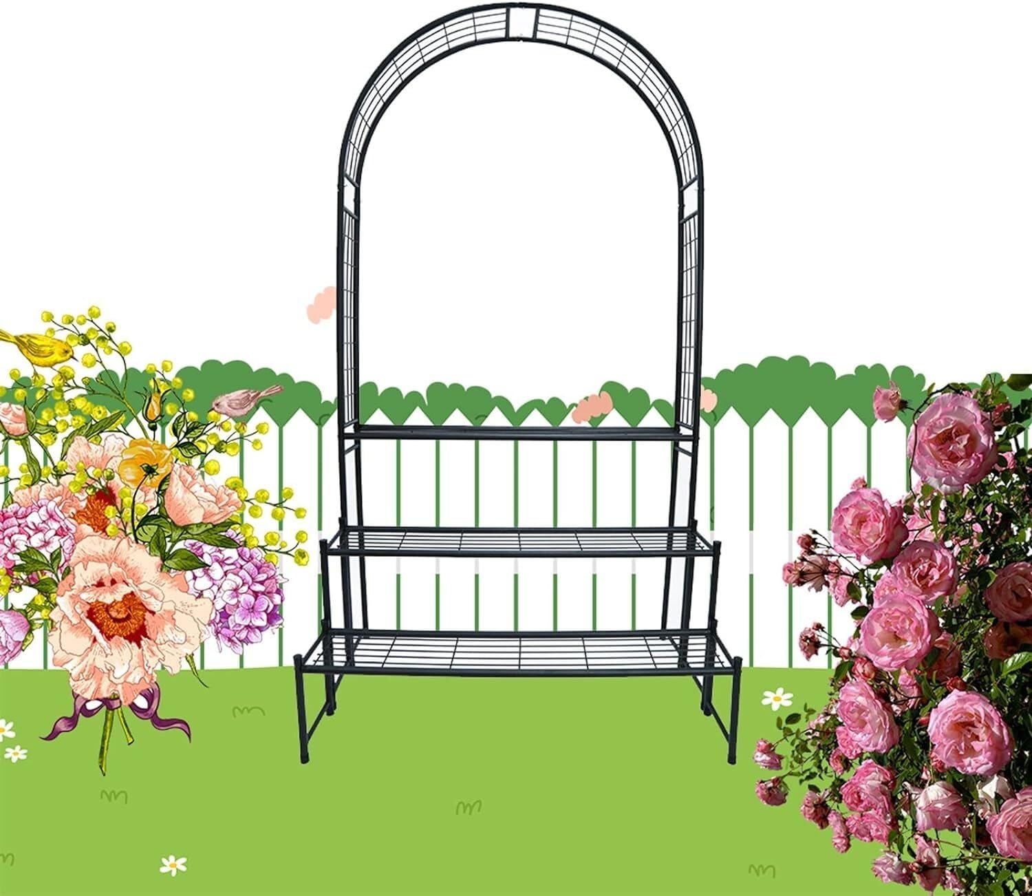 Supports à plantes en arc de jardin à trois couches pour rosiers