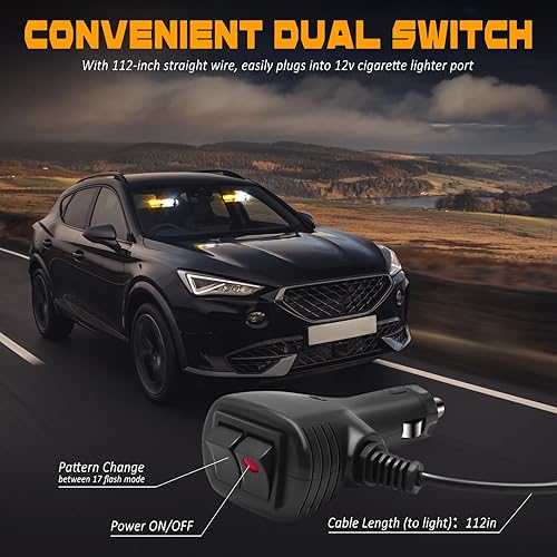 Miniatura 5 de Luces estroboscópicas 2 en 1 para el interior del parabrisas, 48 LED de advertencia de peligro de emergencia, luces intermitentes de asesor de