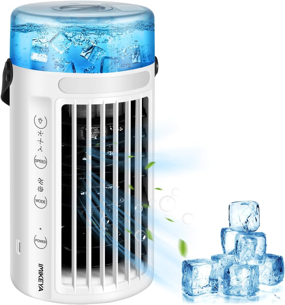 IMIKEYA Portable Air Conditioner Fan 4 in 1 Mini Evaporative Air Cooler 3 Speeds Personal Air Conditioner Quiet Desk Fan with USB Powered