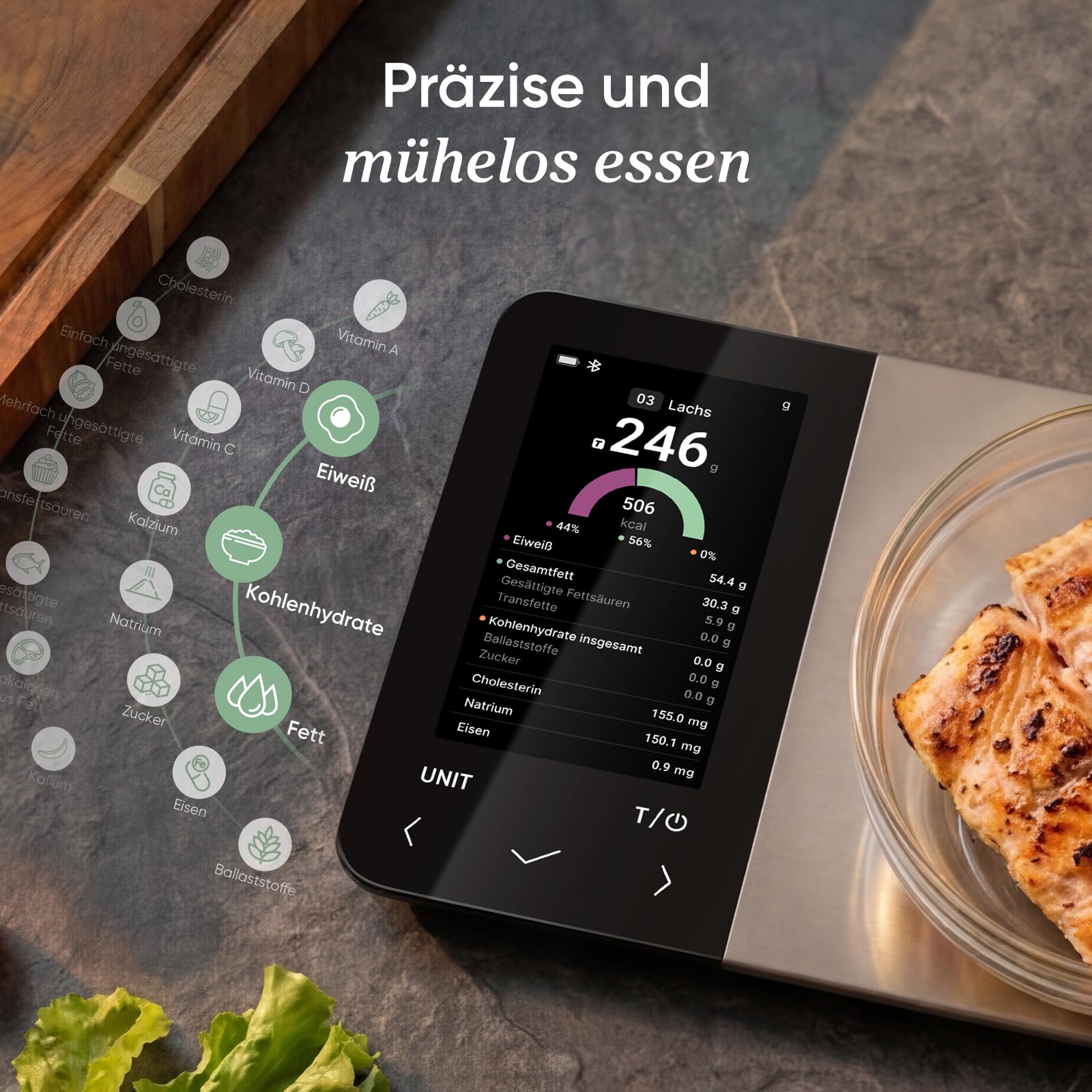 Cosori Küchenwaage digital Ernährungswaage-App,Offline-Modus,USB aufladbar