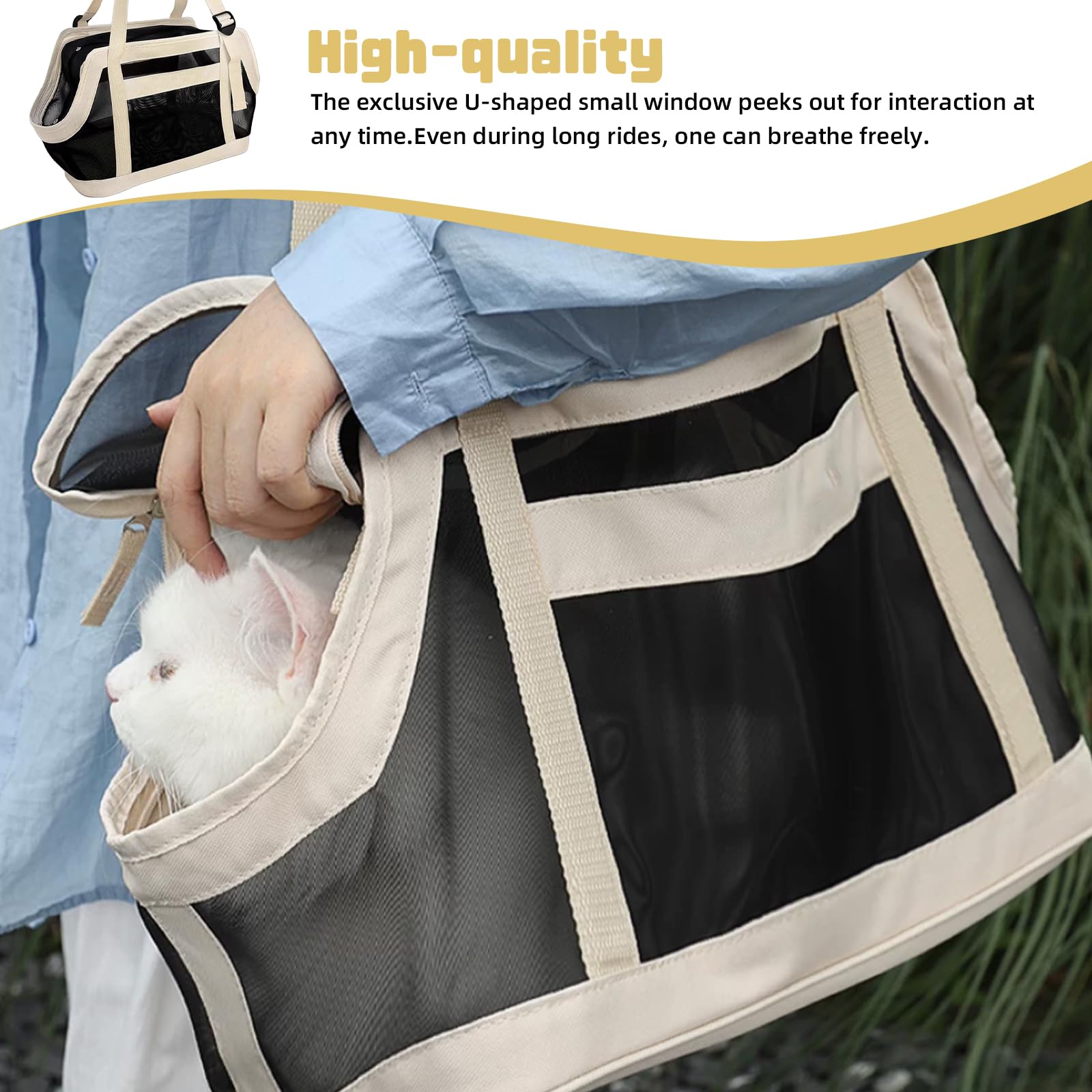 Portaperros para perros pequeños, conejo, gato, ligero, transpirable, bolsa de transporte para mascotas, diseño de malla, bolsa de transporte plegable de poliéster para viajes, al aire libre, camping