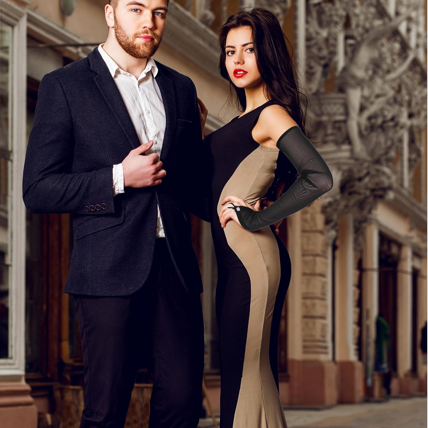 DIVINA VITAE Black Sheer Gloves Black Opera Long Tulle Gloves Women's Long Fingerless Guantes Negros Elegantes Para Mujer for Wedding Bridal Opera Prom Party Halloween Costume - Image 6