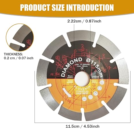 115 mm Diamond Cutting Discs,115mm Mental Cutting Discs, Tile Angle Grinder Discs, 2 Packs Cutting Wheels for Stone Wood Rock Slab Porcelain