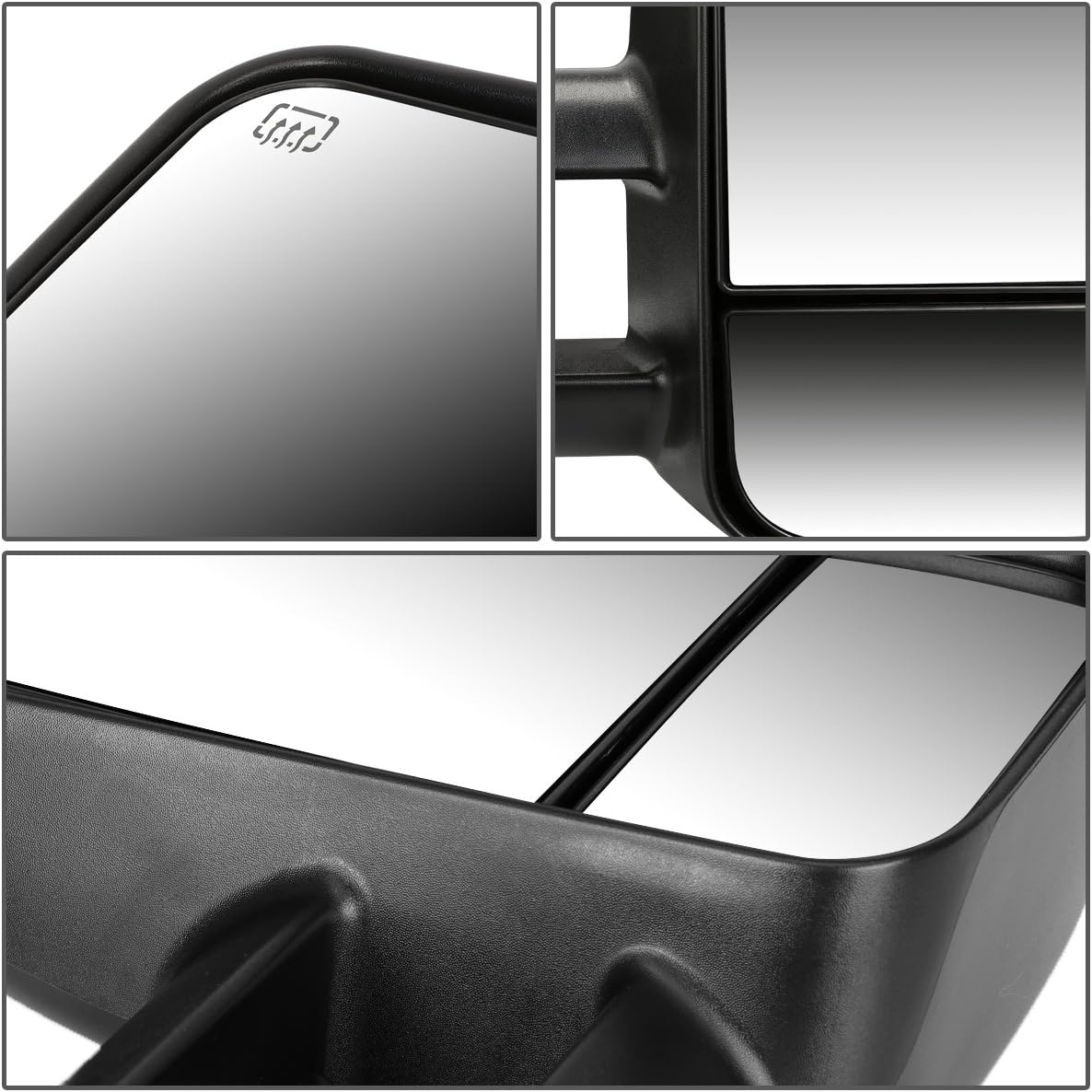 DNA motoring TWM-020-T111-BK Pair of Towing Side Mirrors (Driver and Passenger Sides),Black