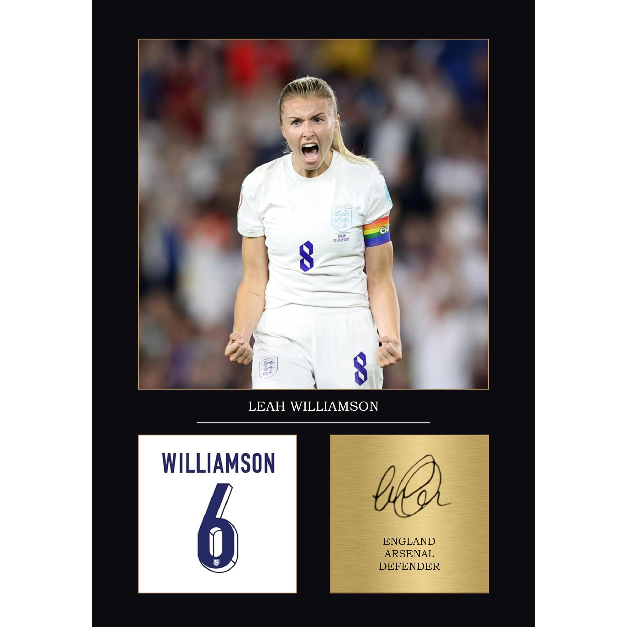 Leah Williamson Gift Signed A4 Print Display Unframed Lioness Gifts Digitally Reproduced Signature Women's Football Gifts (Unframed)