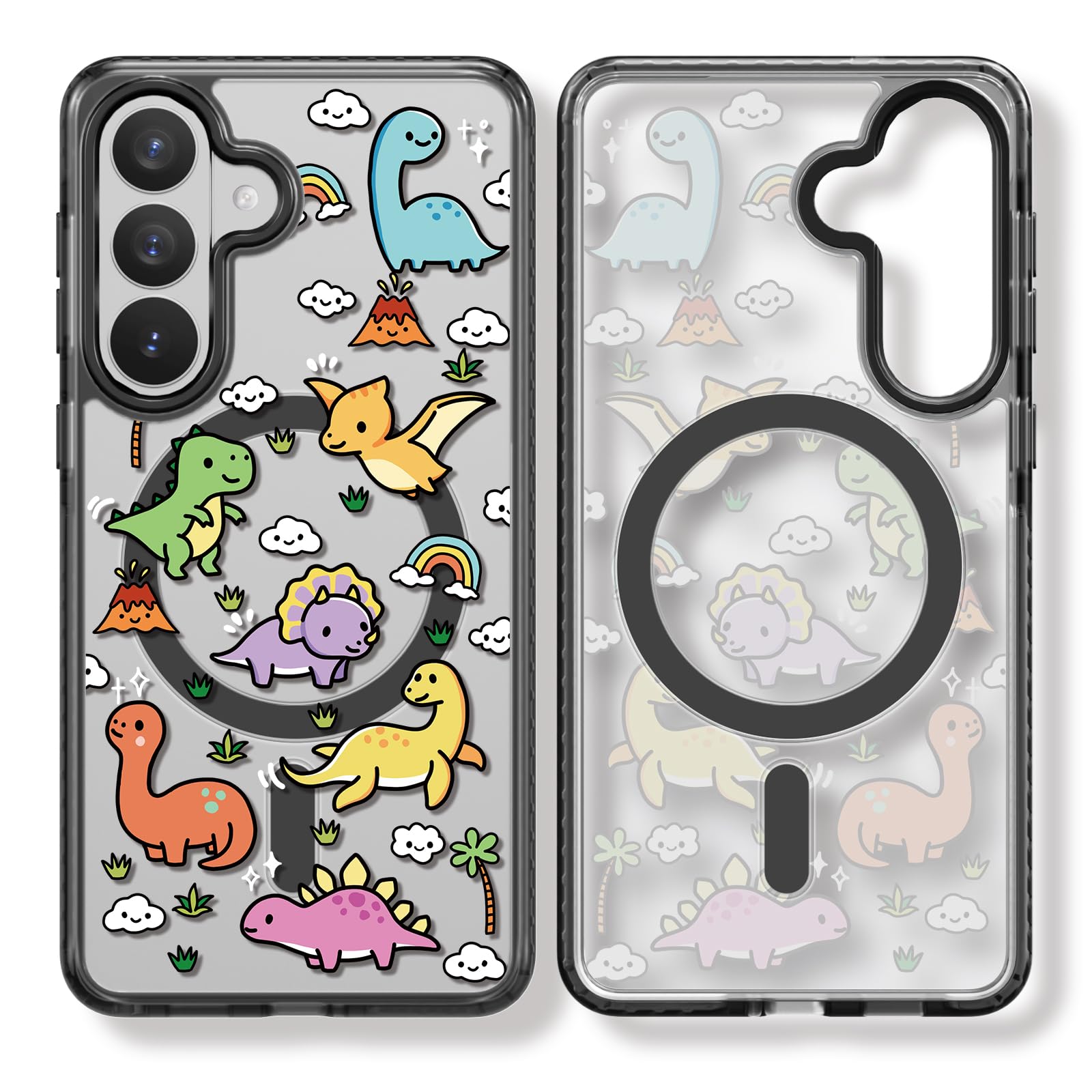 Rosarnnah for Samsung Galaxy S26 Plus Case Aesthetic Black, Dinosaur Land | Compatible with Magsafe 6.7" Phone Case, Cute Funny Pattern Design for Girls Women, Durable Shockproof 6.6ft Drop Protection Dinosaur Land(M26) Magnetic Case Samsung Galaxy S26 Plus