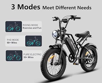 HAPPYRUN G50 Electric Bike for Adults,Peak 1500W,48V Power EBike,68+ Miles