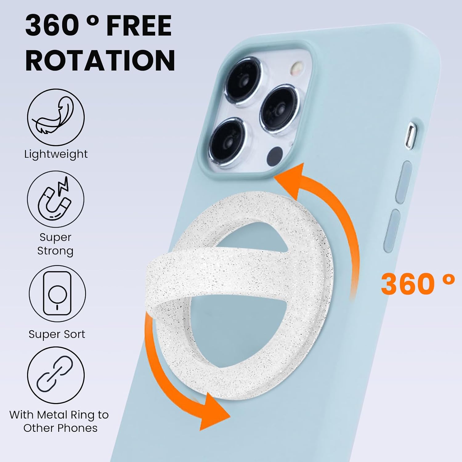 Magnetic Phone Grip Holder Thin Silicone Finger Loop Ring for iPhone,Compatible with MagSafe for iPhone 16/15/14/13/12 Series (Starlight White)