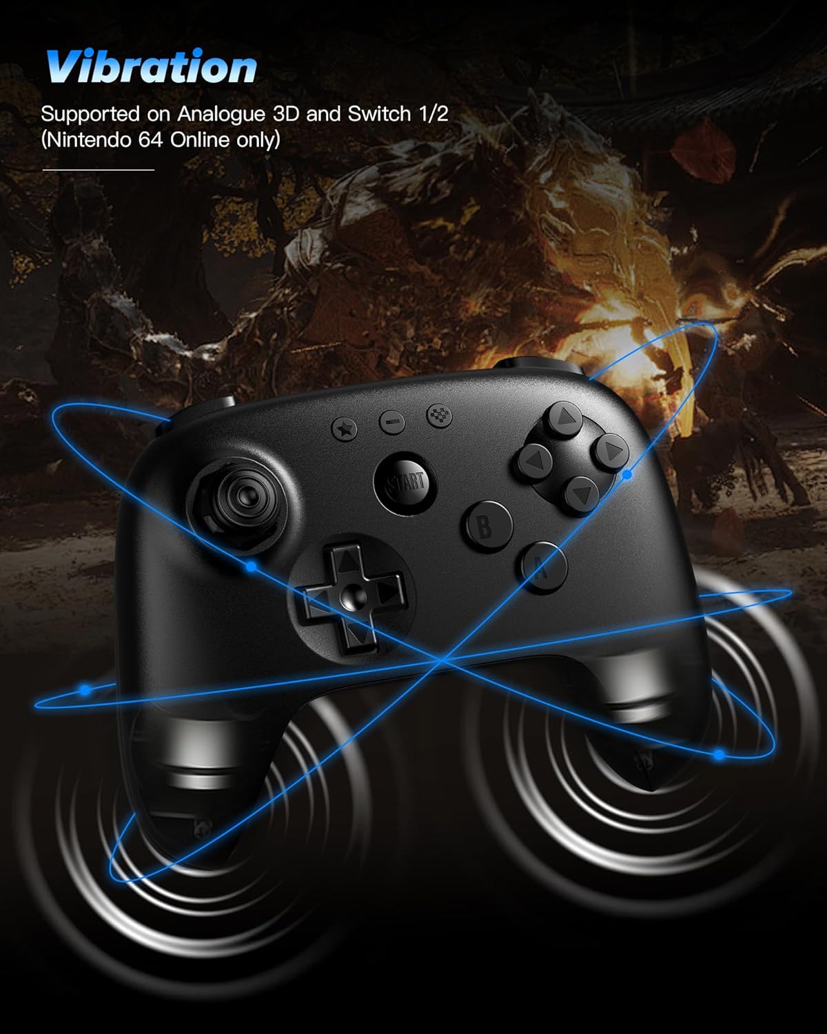 8Bitdo 64 Bluetooth Controller for Analogue 3D, Switch, Switch 2, Windows PC, and Android (Black)