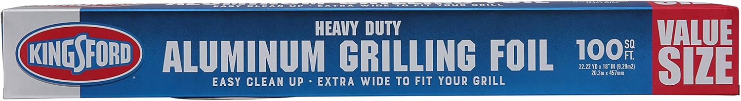 kingsford extra wide aluminum foil, 100 square feet | strong and heavy duty aluminum foil for grilling, baking, roasting, and food storage | kingsford foil heavy duty grilling foil 100 square feet (pack of 1)