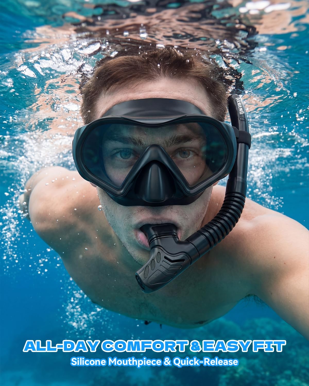 Aegend Diving Dry Snorkel for Adult with Purge Valve for Snorkeling | Foldable Easy Comfortable Snorkeling Gear with Top Dry Valve for Freediving, Swimming and Diving, Vacation Essentials