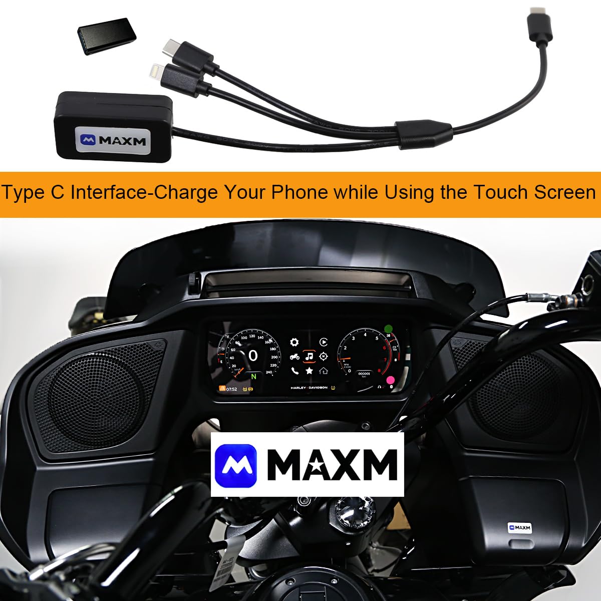 Adattatore wireless CarPlay per moto compatibile con Harley Touring 117 121 Street Road Glide FLHX FLTR 2024 2025 2026 (2023-2026)