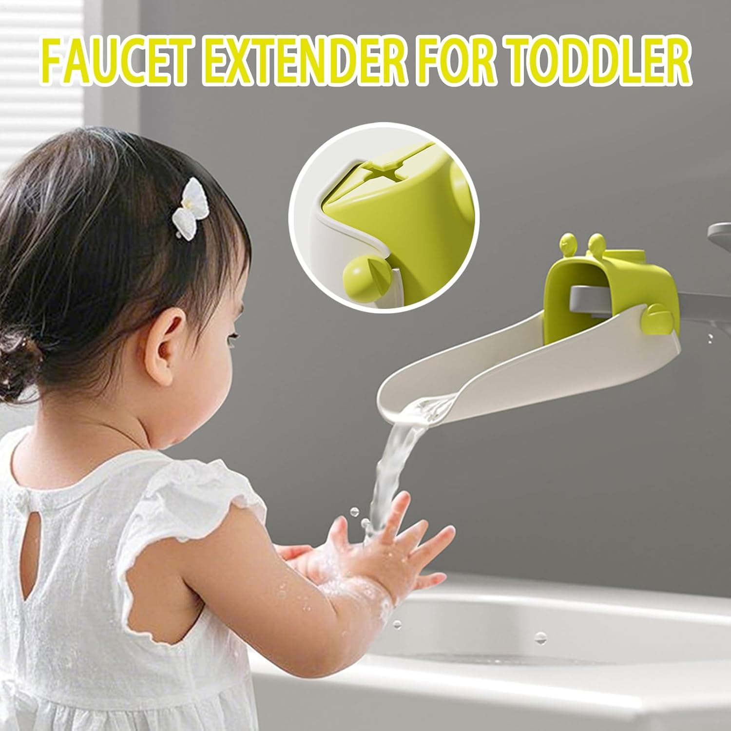 Faucet Sink Spout Extender, Household Safety Water Tap Extension, Adjustable Angle Hand Wash Helper Accessory, Splash Proof Kitchen School Bathroom Washing Tool, for Children Elderly Use