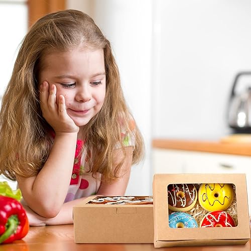 Miniatura 5 de Moretoes 32 cajas de galletas, cajas de panadería de 8 x 6 x 2.5 pulgadas con ventana de 3 estilos, para fresas de chocolate, postres, rosquillas,