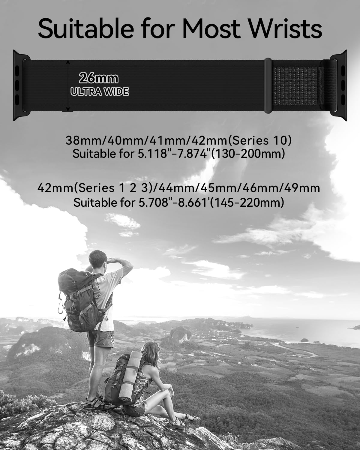 Yoohoo Cinturino Trail Loop Compatibile con Cinturino Apple Watch 42mm(Series 10) 41mm 40mm 38mm, Cinturino Regolabile Nylon Elastico Sport Cinturino per iWatch Series 10 9 8 7 6 5 4 3 2 1 SE