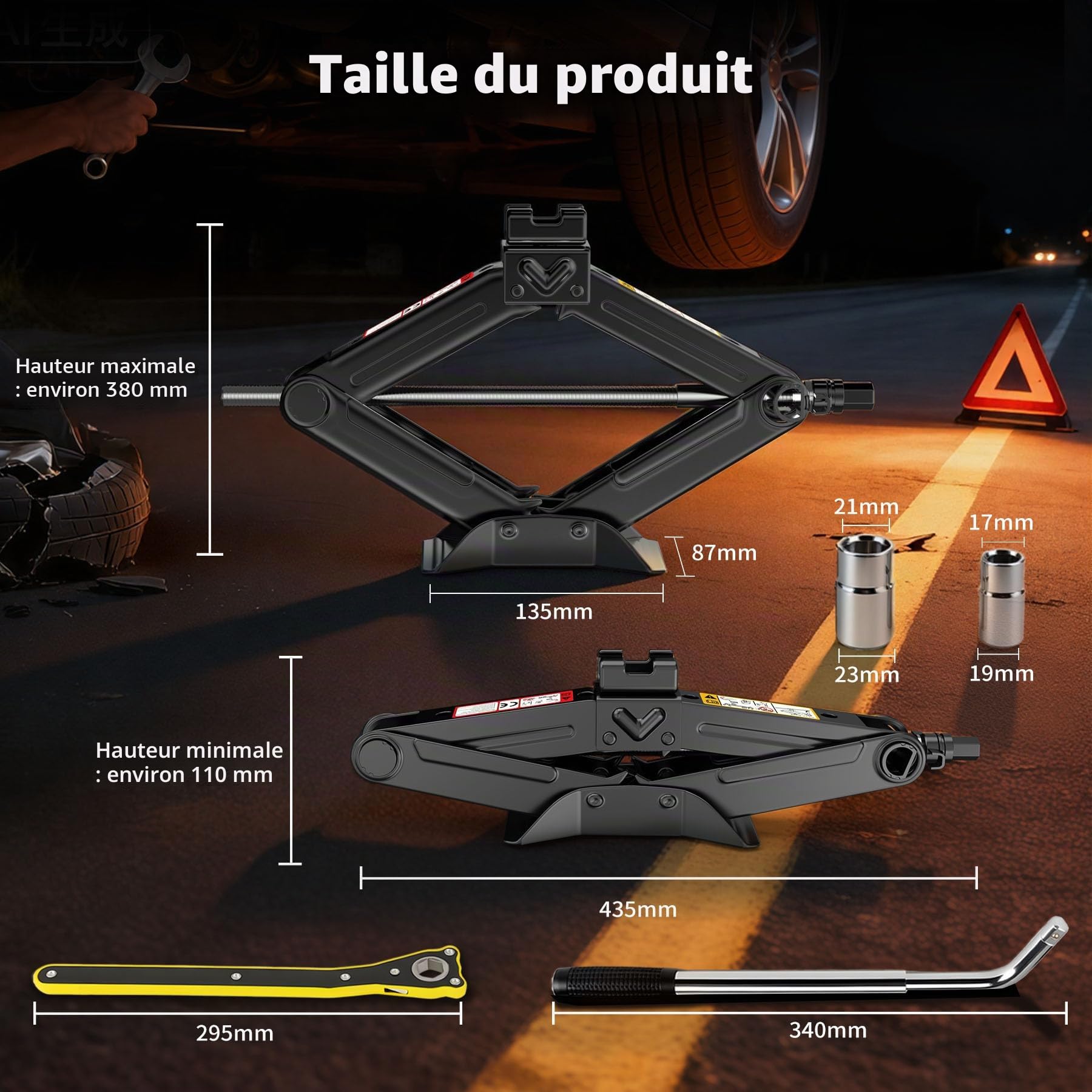 Forever Speed Jack Ciseaux pour Voiture SUV MPV Max 1.5T avec manivelle Manuelle Jack avec cric à cliquet