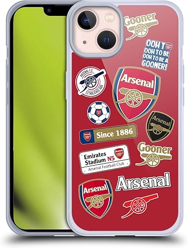 Head Case Designs Funda de gel suave con licencia oficial del Arsenal FC Collage Logos compatible con Apple iPhone 13