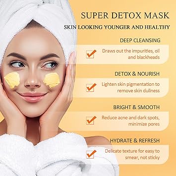 SHVYOG Turmeric Vitamin C Clay Mask with Kaolin Clay for Dull & Blemish-Prone Skin, Deep Cleansing Facial Mask, Face Masks Skincare for Controlling Oil and Refining Pores 5.29 Oz 150g