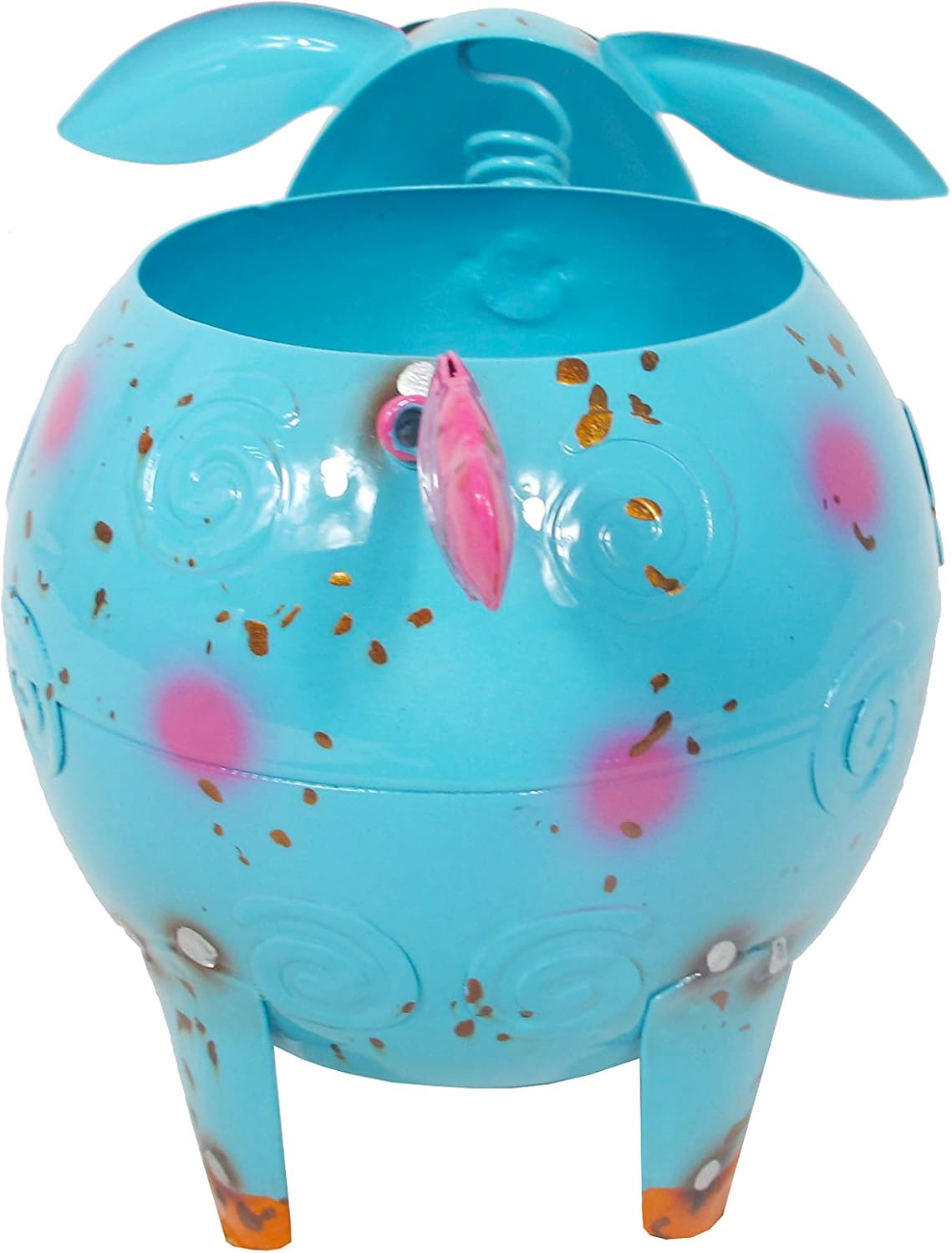 Blue Metal Sheep Flower Pot, Planter Holder -Lawn & Garden DÉCOR, Outdoor Hand Painted & Enameled, Continental Art Center