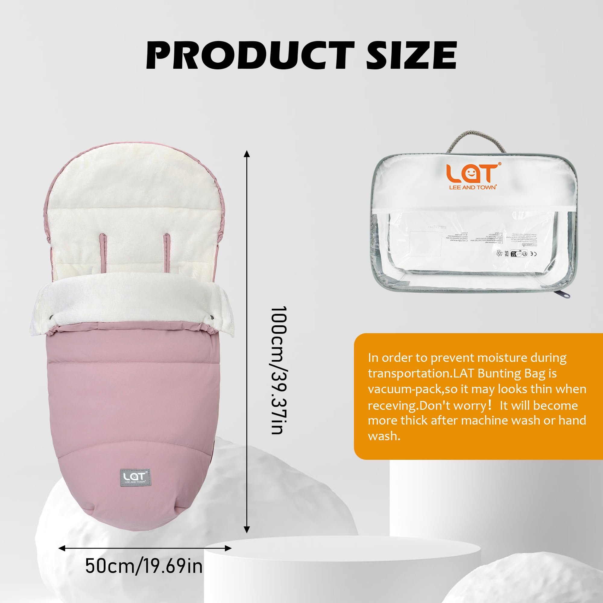 LAT Chancelières Universelle pour Poussettes, Imperméable et Coupe-Vent Chanceliere Poussette Hiver pour Poussette, Landau, Buggy (B, Rose)