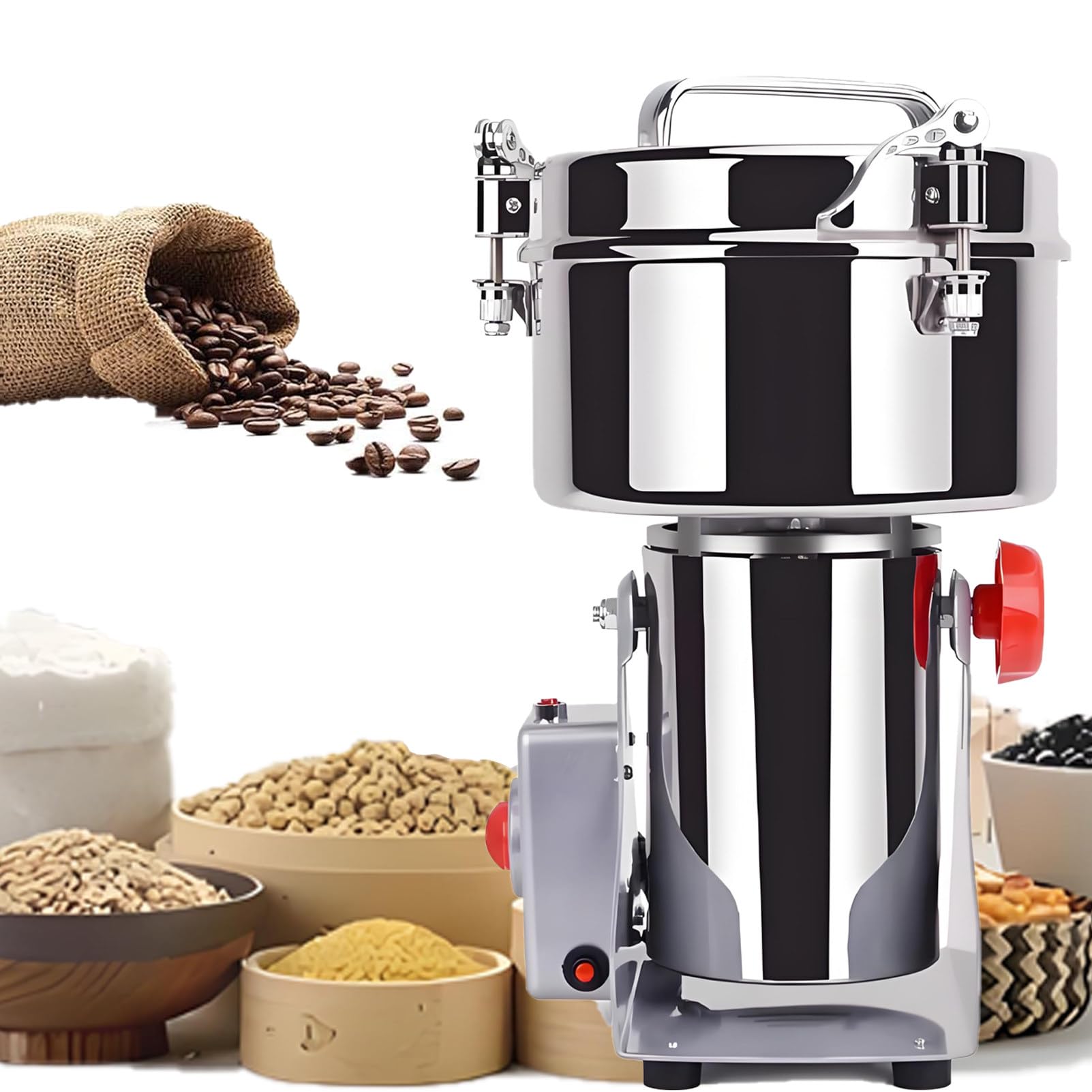 Broyeur à céréales sèches Broyeur à épices et Herbes 3000 W Broie Facilement Une variété de substances sèches, y Compris Les céréales, Les épices, Les Herbes et Les Grains de café 800G