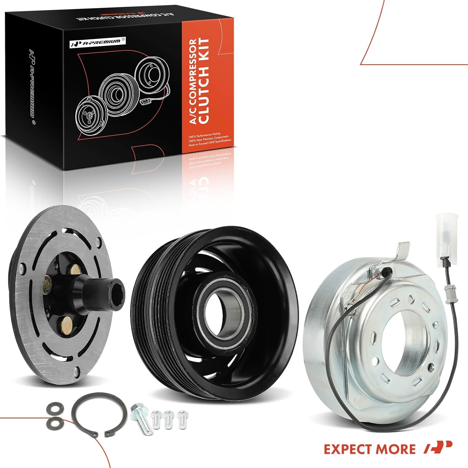 A-Premium Air Conditioner AC Compressor Clutch Kit Compatible with Volvo C70 2004 2006-2013, C30 2008-2013, S40 2005-2011, V50 2005-2011, V70 1999-2000 2.4L