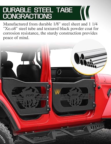 Miniatura 3 de Jeep wrangler JK verano tubular medias puertas para Jeep Wrangler JK Unlimited 2007-2018 patrón soldado 4 puertas delanteras y traseras con espejo