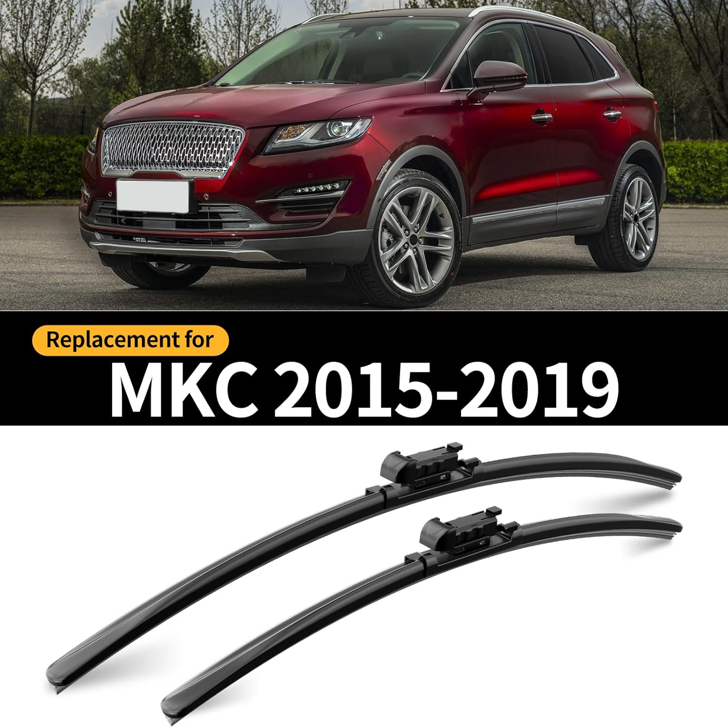 Front and Rear Windshield Wiper Blades, 3 Pcs Front and Back Windshield Wipers Blades Replacement for Lincoln MKC 2015-2019, 26" 16" 11", Car Window Wiper Blades for 2015 2016 2017 2018 2019.