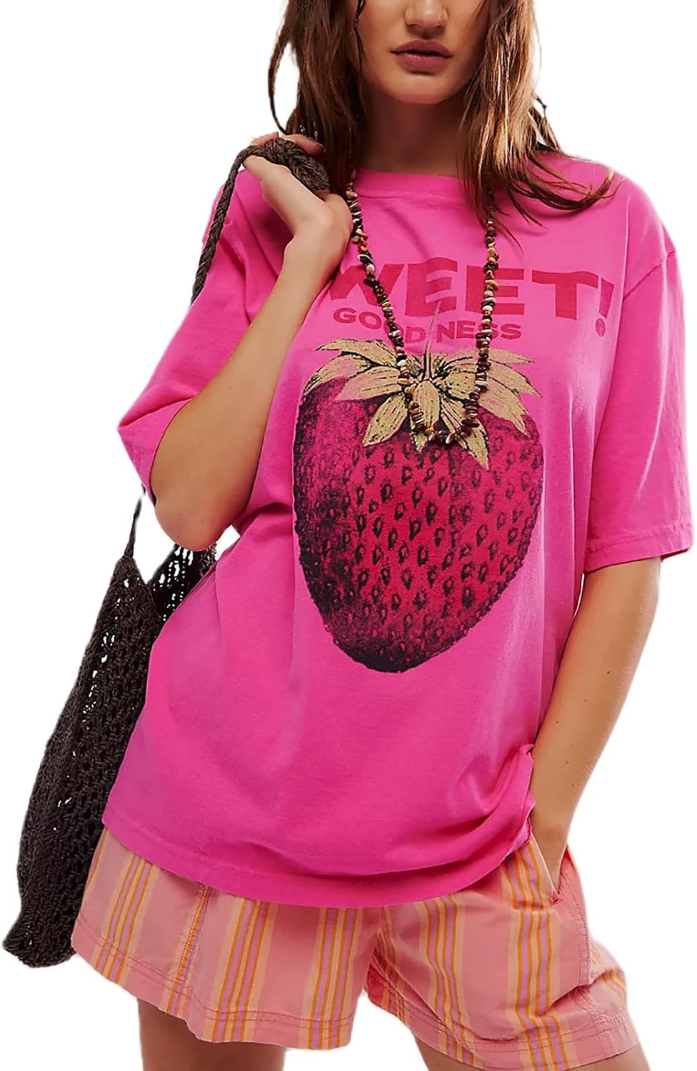 Oversized Graphic Shirt for Teens Girl Y2K Ocean Floral Short Sleeve Baggy Tee Shirts Vintage Aesthetic Coastal Tops
