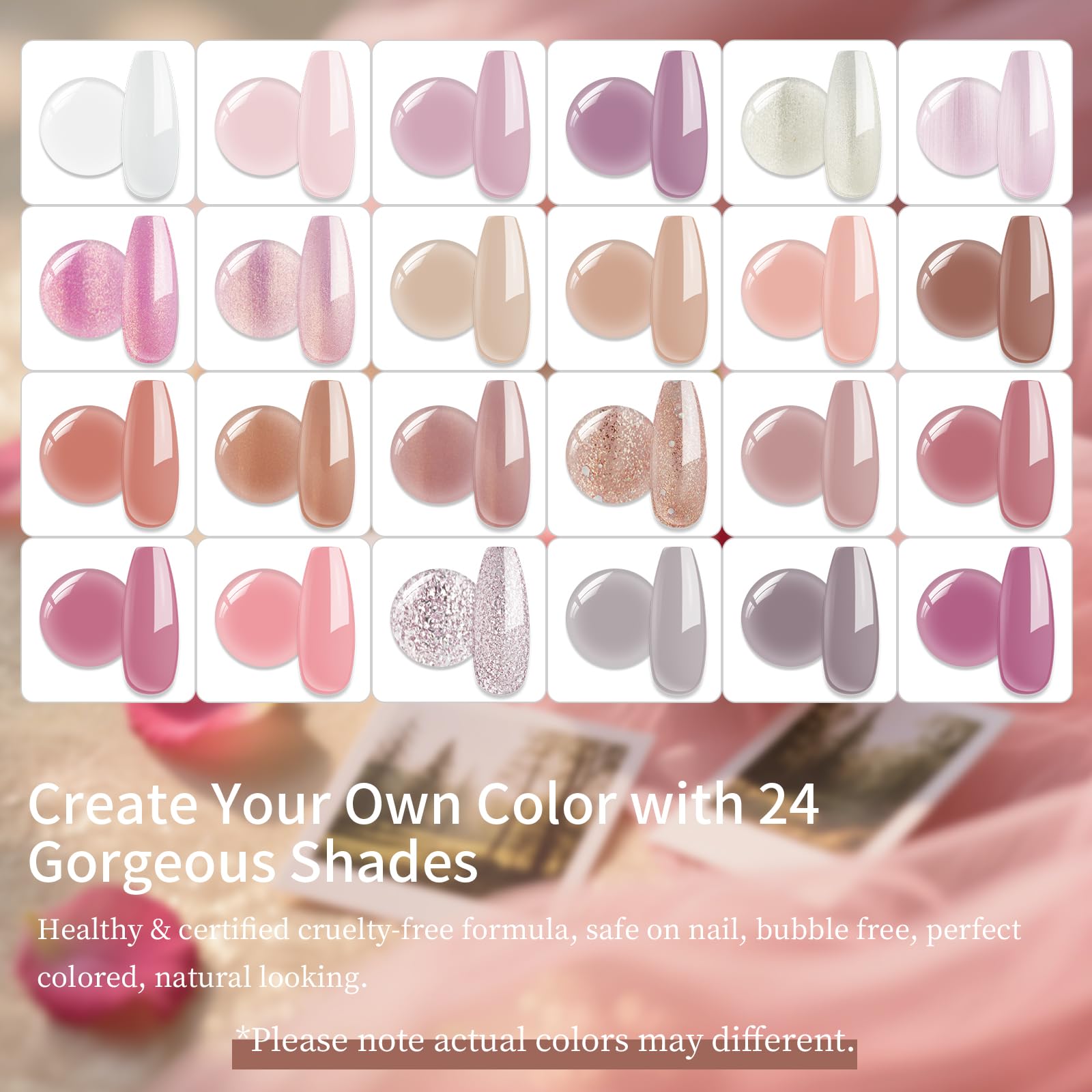 eodci Smalto per unghie in gel solido, tavolozza di 24 colori con pennello, kit per manicure con motivo pudding di fango, marrone nudo e oro, regalo per la festa della donna