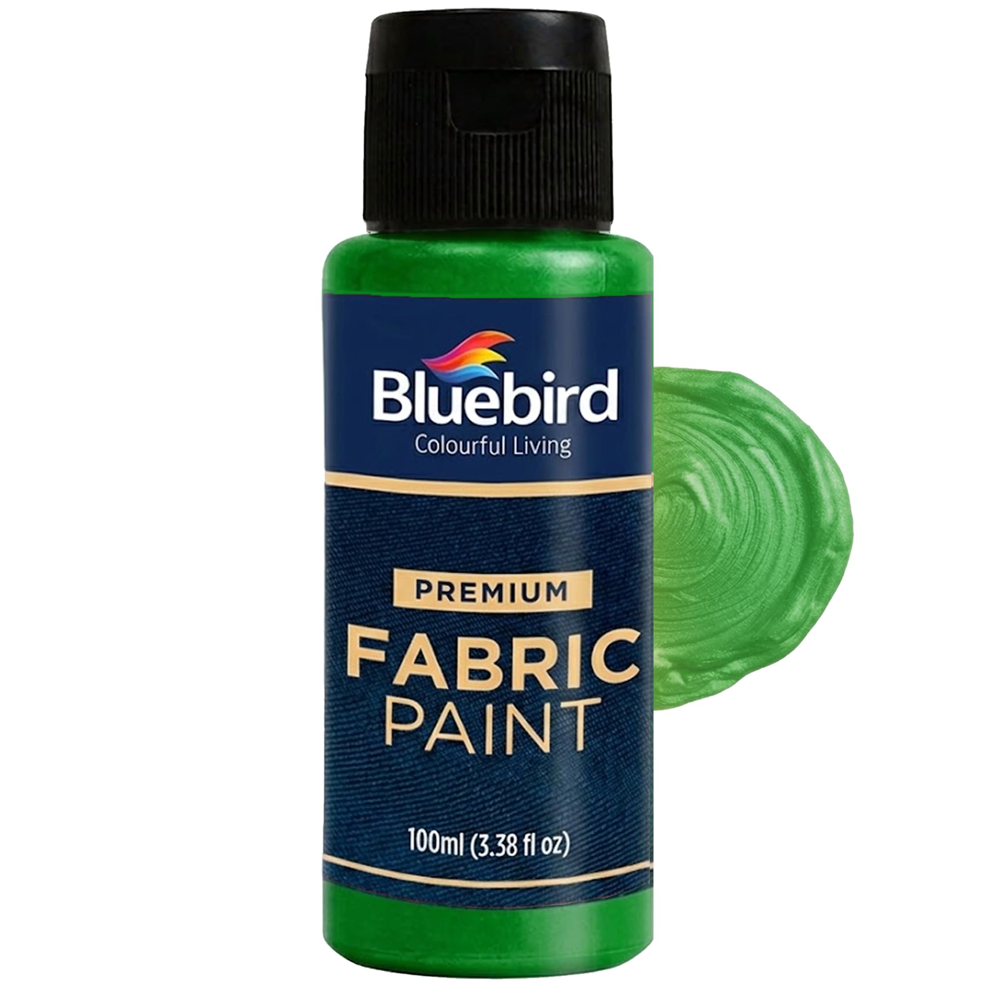 BLUEBIRD Fabric Paint Iridescent Luscious Green - 3.4 Fl Oz / 100 ML