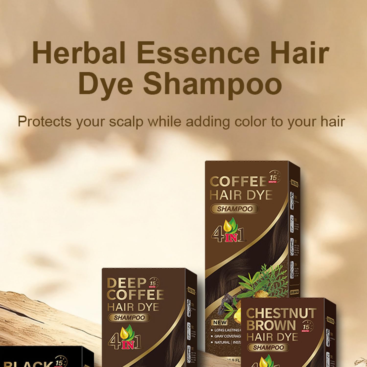 Baorder Shampoo Tinta per Capelli Castano Ramato 3 in 1, Tinti per Donne e Uomini, Copre i Capelli Bianchi, Colore Lunga Durata ed Effetto Immediato, 400 ml