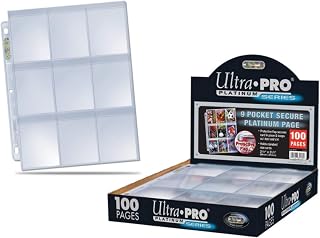 Ultra Pro Platinum 9 Pocket Secure Card Binder Sleeves – Trading Card Sleeves for 3 Ring Binder – Clear, Security Flap, Acid-Free, No PVC & UV Protection – Holds Standard Size Cards – 100 Pages