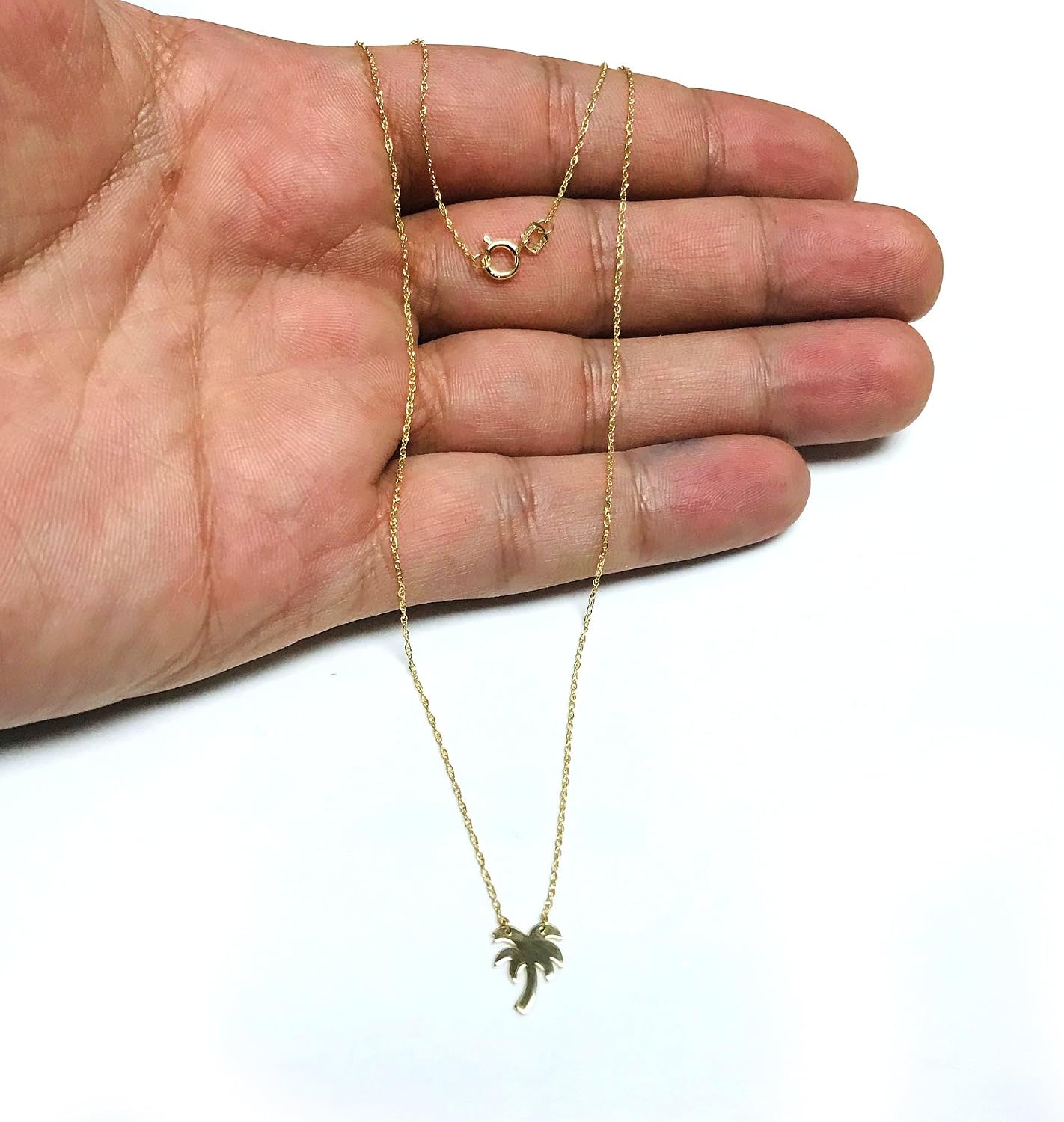 Jewelry Affairs 14K Yellow Gold Mini Palm Tree Necklace, 16" To 18" Adjustable