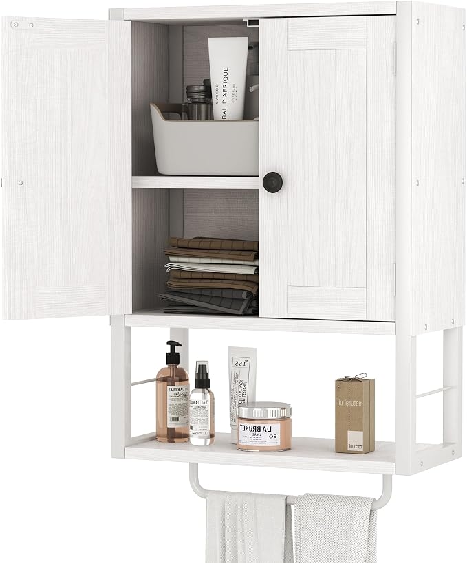 Botiquín rústico blanco de pared Homeiju con puertas y estantes miniatura 9