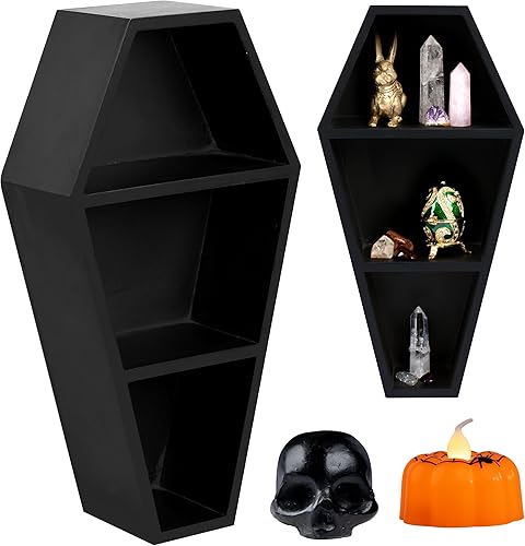 MANNY'S MYSTERIOUS ODDITIES Estante gótico de ataúd, incluye caja de regalo de ataúd y accesorios espeluznantes, decoración de casa de Halloween