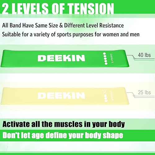 Miniatura 10 de Deekin 20 bandas de resistencia, bandas de resistencia para ejercicio, equipo de ejercicio, anillo elástico para mujeres y hombres, fitness en casa,