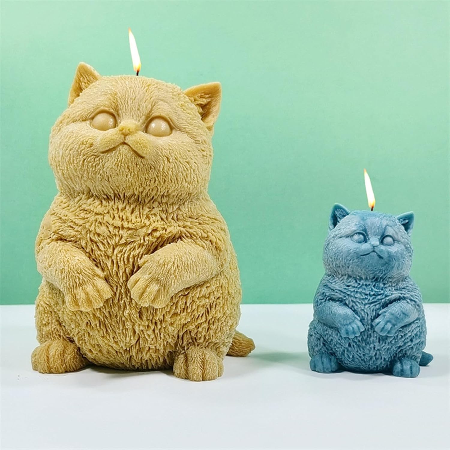 Fat Cat Candle Mold Animal Epoxy Resin Mold 3D Cat Silicone Mold for Fondant, Soy Wax Candle, Soap, Plaster, Epoxy Resin Casting, DIY Crafts (L)