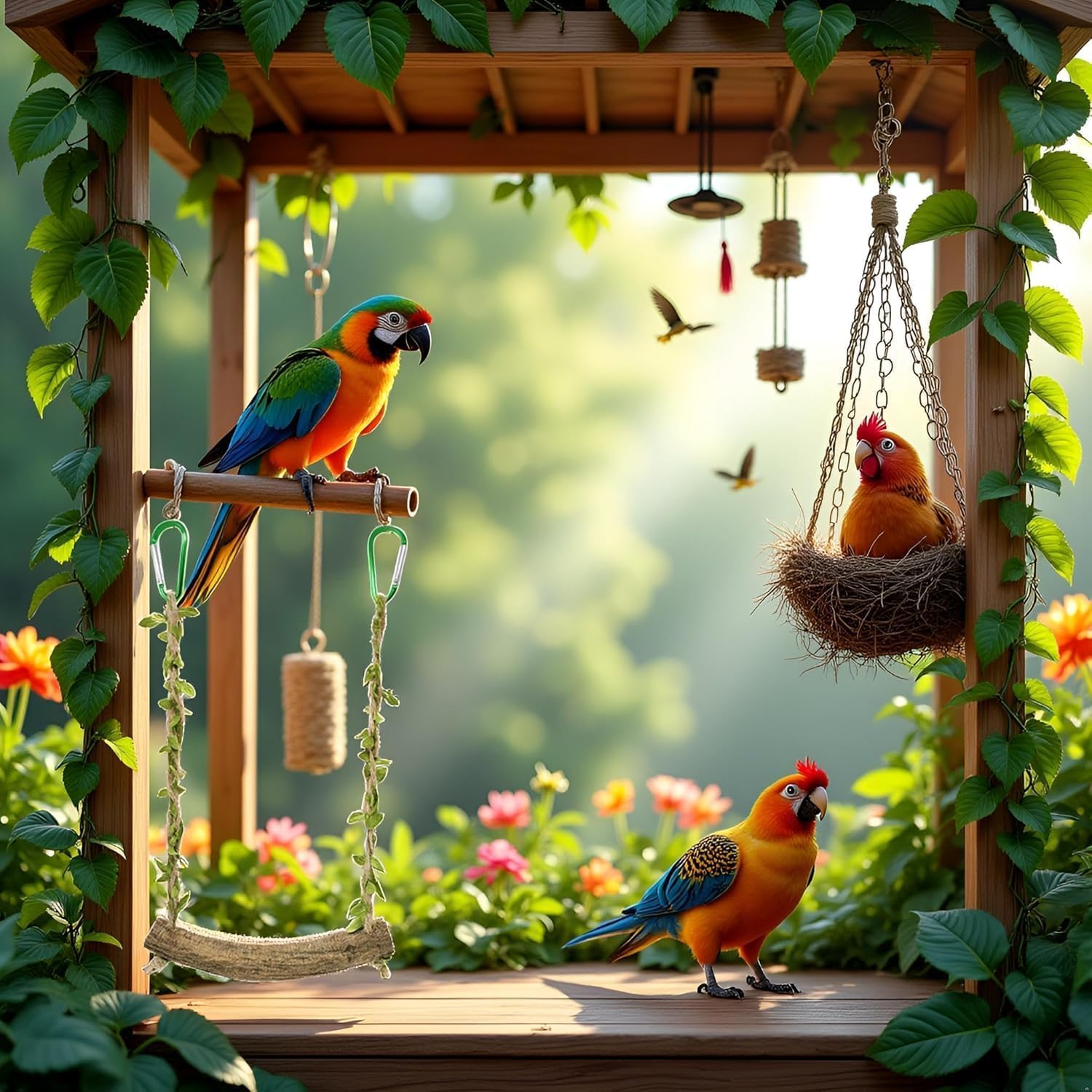 Chicken Swing Chicken Toy Perch Chicken Stand Bird Chew Toy for Birds Parrots Training Stand Holder and Parrots Bird Birdcage Accessories - Image 3
