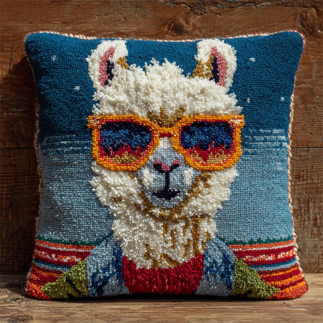 Kitquiver Animal Latch Hook Craft Kits Fantasy Alpaca DIY Latch Hook Kits Pillow Needlepoint Cushion Kit for Home Décor Needlework Set for Adult Beginners 17x17In