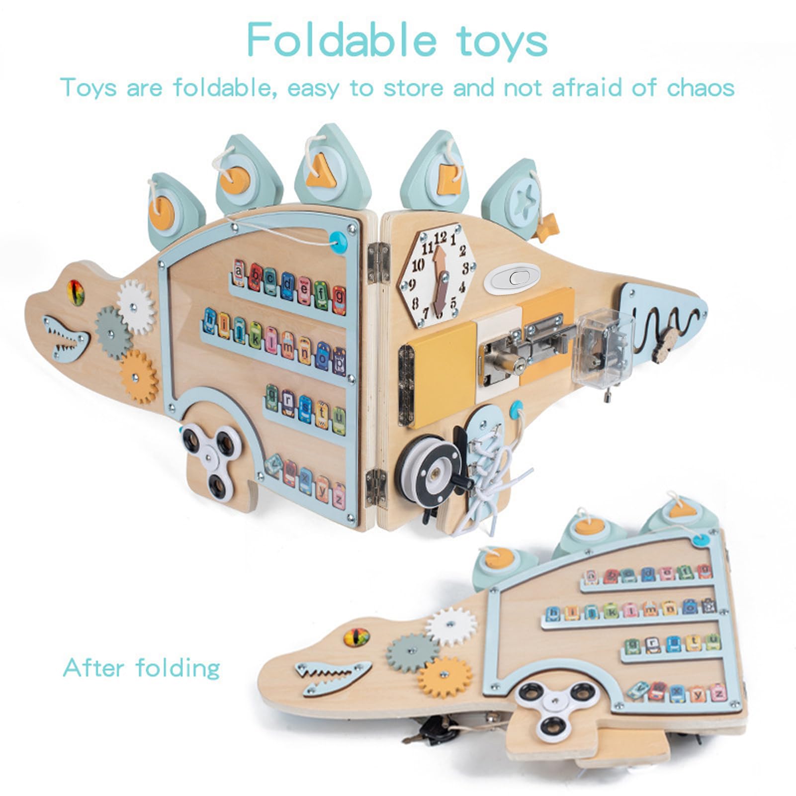 Ściana Aktywności Drewniana Zabawka Edukacyjna w Kształcie Dinozaura | Przedszkolne Centrum Aktywności dla Dzieci Chłopców Dziewczynek do Domu Klasy Pokoju Zabaw