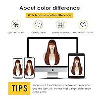 Vista 6 de ENTRANCED STYLES - Pelucas castañas para mujer, peluca larga y recta con flequillo, color marrón rojizo, cosplay, resistente al calor, peluca Rojo