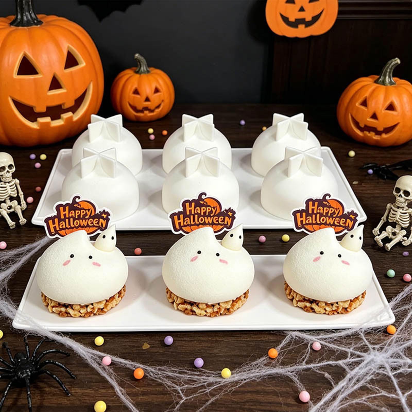 Moldes de silicona fantasmal con 6 cavidades para hornear chocolate para hornear profesionales y cocineros caseros iguales moldes de chocolate fantasmales