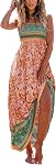 CUPSHE Maxi Robe Ditsy Floral Moussed Summer Sundress Sans manches Spaghetti Ruffled Robe formelle longue plage pour femme