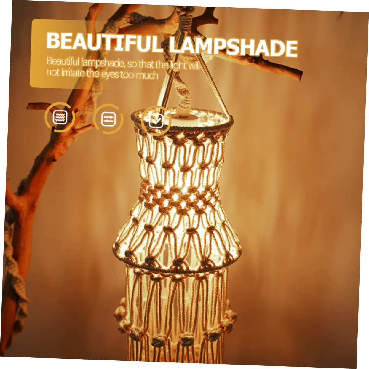 MAGICLULU Bohemian Macrame Pendant Light Shade Modern Indoor Lamp Cover for Chandelier Ceiling and Bedside Lamps Stylish Woven Design for Home Hotel and Event Decor