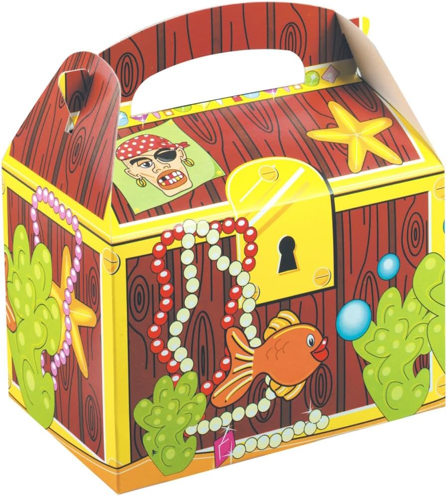 10 Childrens Kids Pirate Treasure Chest Carry Food Meal Picnic Birthday Party Bag Boxes