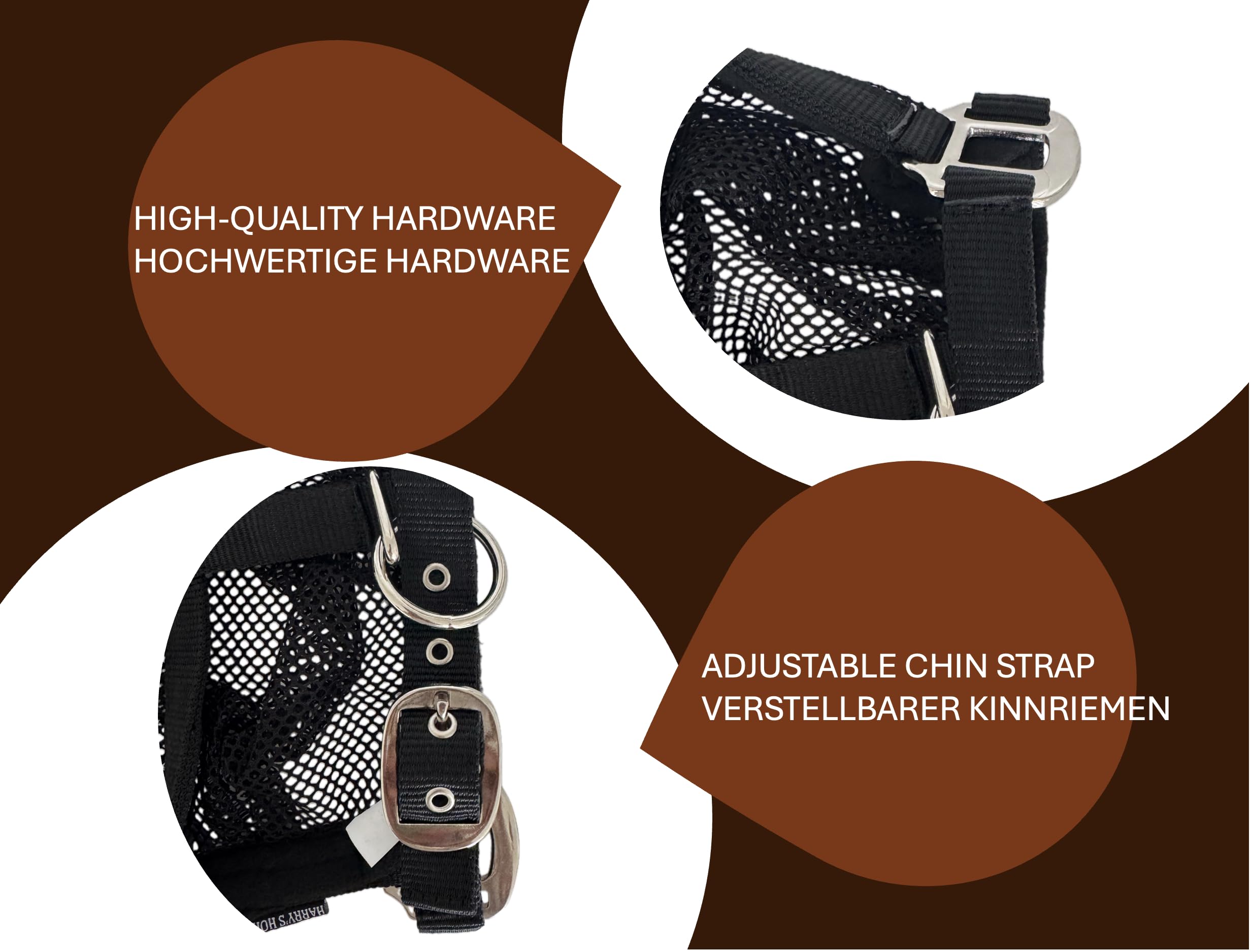 JA4037 Fliegenmaske Halfter Fliegenmaskenhalfter Fleece Elastikband Stirn Hochwertige Beschläge Verstellbar Kinnriemen Passform Weidehalfter Anti-Scheuern Weide Reitsport (Shetland)