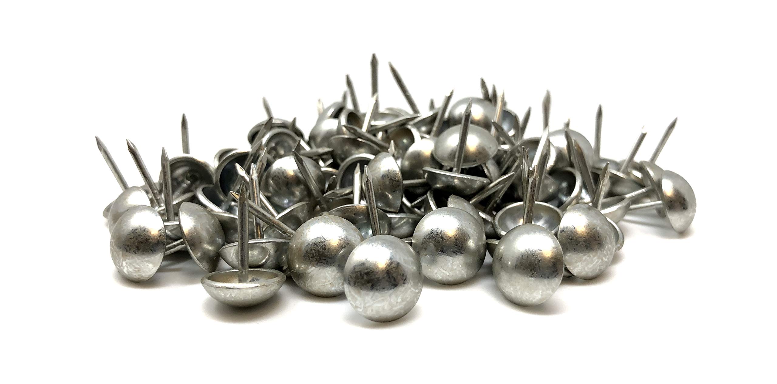 DMSE Wholesale Size 7/16" Diameter (11mm) Hardware Upholstery Furniture Decorative Thumb Push Tacks Nails Pins 100 Pack Pieces (Pewter)