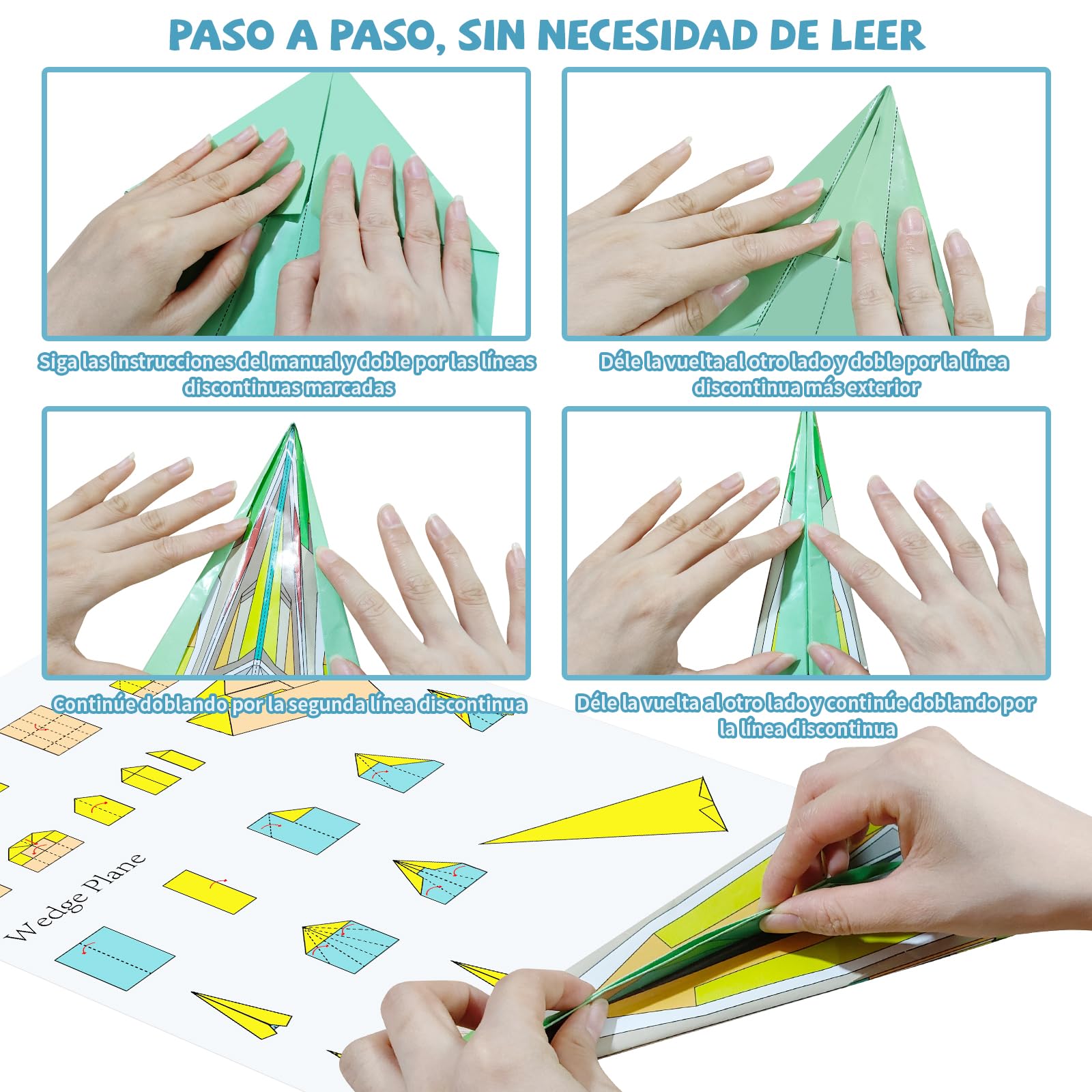 Elfew 48 Hojas Aviones Origami para Niños de 6 A 12 Años, Papel Origami Avion Juguete, Papiroflexia Para Niños y Niñas, Manualidades 10 Años