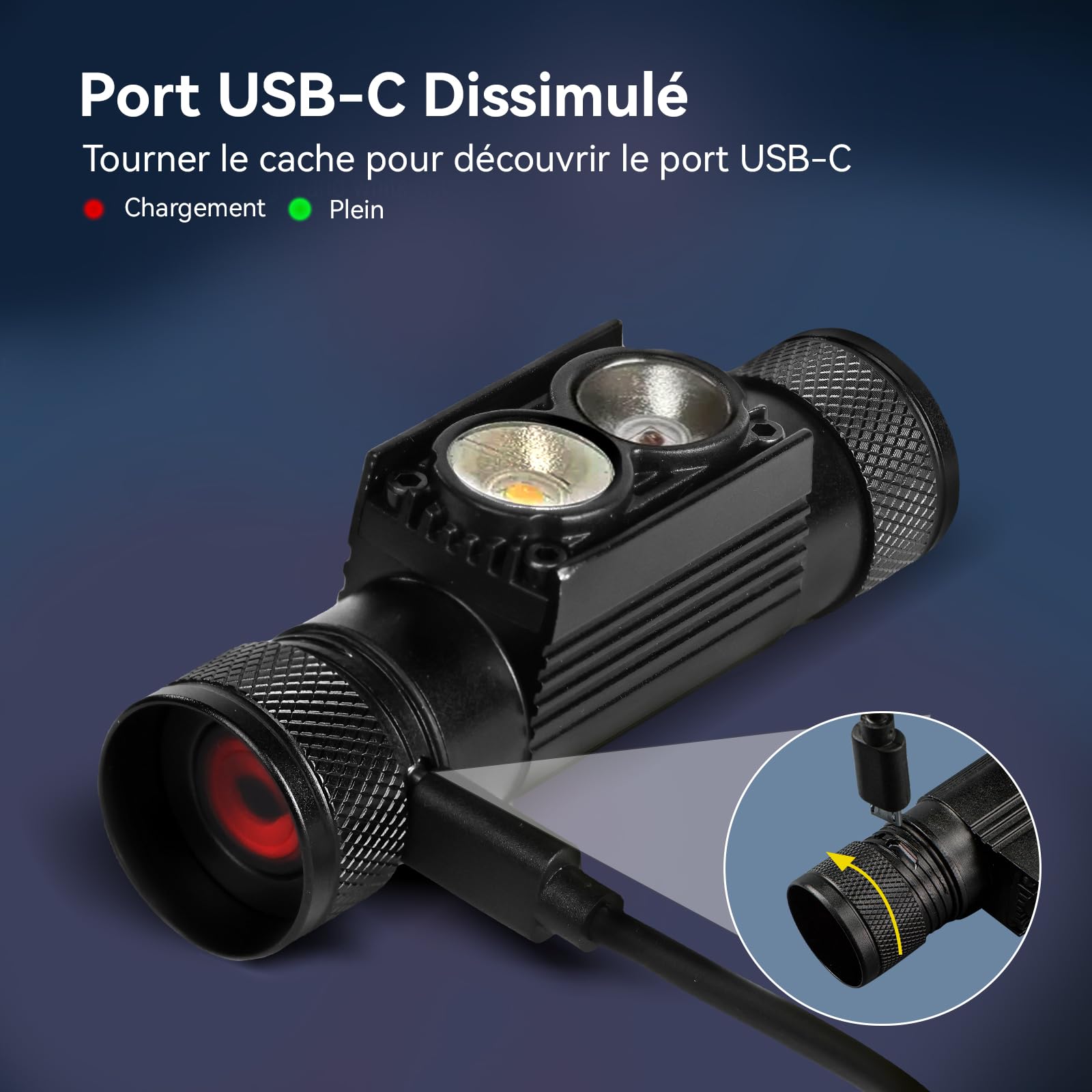 Sofirn D25LR - Lampada frontale a LED, ricaricabile, potente, leggera, con 90 CRI, luce bianca chiara e 660 nm di luce rossa profonda, ricarica USB per campeggio, escursionismo, caccia (luce rossa e